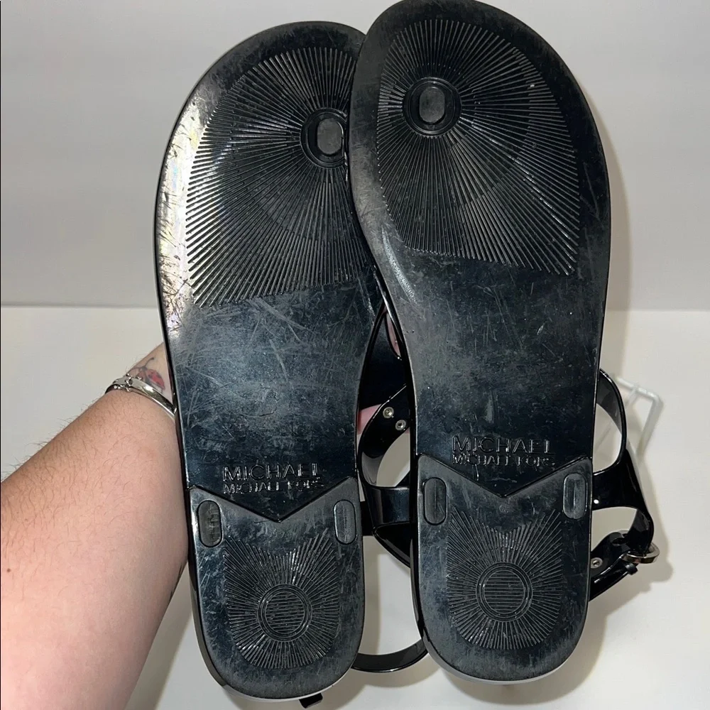 Michael Kors Zebra Jelly Sandals, Black & White, Women 10